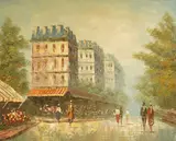 Parisian Street Scene by T. Carson, oil on canvas, sold Feb 2026