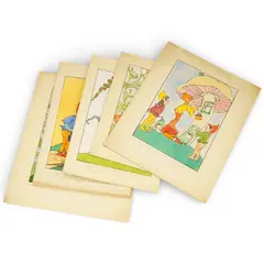 A set of six original watercolours for postcard designs by Phyllis Chase, watercolor, sold Feb 2026
