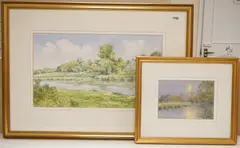 Riverside Pastures by Michael J. Cruikshank, watercolor, sold Feb 2026