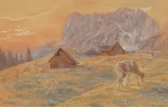 Trefpner Alpe by Gustav Bauer, 1922, watercolour, offered Feb 2026