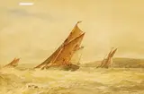 Fishing boats in a rough sea by Frederick James Aldridge, watercolour, offered Feb 2026