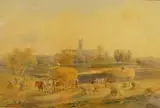 Harvesting near Canterbury Cathedral by Henry Earp Snr, watercolour, sold Feb 2026