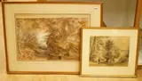 Figure approaching a village by George Arthur Fripp, 1857, watercolour, sold Feb 2026