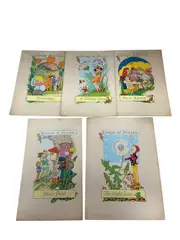 A set of five original watercolours for children’s postcard designs by Lorna Steele, watercolor, sold Feb 2026