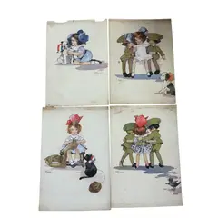 A set four original watercolours for postcard designs by Agnes Richardson, watercolor, sold Feb 2026
