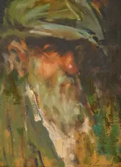 Portrait of a bearded gentleman by Ken Moroney, oil on card, sold Feb 2026