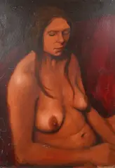 Nude study of a woman by Ken Moroney, oil on board, sold Feb 2026