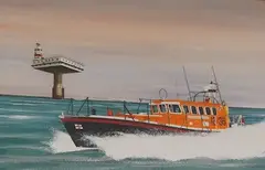 RNIB Royal Thames with Royal Sovereign Lighthouse beyond by Nigel J. Greaves, watercolour, offered Feb 2026