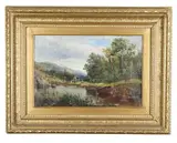 Man and Dog by The River by S. S. Holland, Oil on canvas, sold Oct 2025