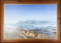 Table Mountain by Michael Lynch, Oil on canvas, signed to lower left, framed within frame, offered Oct 2025