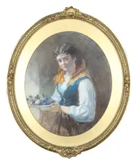 A Spanish Lady with fruit by John Philip, watercolour, offered Oct 2025
