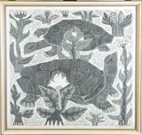 Tortoises by Sheila Flinn, Linocut, sold Oct 2025