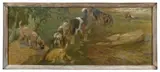 Otterhounds by George Vernon Stokes, oil on board, offered Feb 2025
