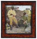 Brotherhood 2 by V. L. Mokrozhitsky, 1975, oil on board, sold Feb 2025