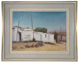 Irish whitewashed cottages by Maree Wylie, oil on canvas, sold Feb 2025