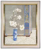 Magnolia Blooms in an Oriental Vase by Margaret Waller F.I.A.L., oil on board, sold Feb 2025