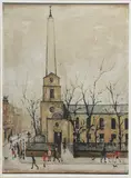 St Luke by L. S. Lowry, lithograph, offered Feb 2025