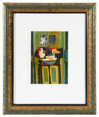 La Bouteille Bleue by Marcel Mouly, lithograph on paper, sold Feb 2025
