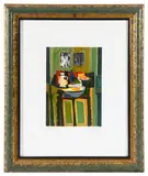 La Bouteille Bleue by Marcel Mouly, lithograph on paper, sold Feb 2025