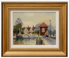 Twickenham Scene by Charles Smith, oil on canvas board, offered Oct 2024