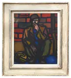 Study of miner smoking by Ern Brooks, oil on canvas, offered Oct 2024