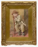 Portrait of seated boy by William Henry Hunt, watercolour, sold Oct 2024