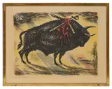 Taureau by Marc Saint-Saëns, lithograph, offered Oct 2024