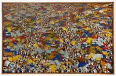 Crowded Market by Ablade Glover, oil on canvas, sold Jul 2024