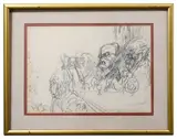A Moot heat in Gray by Feliks Topolski, charcoal on paper, sold Jul 2024