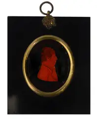 Silhouette portrait of gentleman by Jacob Spornberg. Finnish, oil, sold May 2024