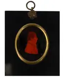 Silhouette portrait of gentleman by Jacob Spornberg. Finnish, oil, sold May 2024