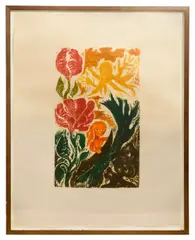 Untitled by Ken Kiff, woodcut and mono, sold Jul 2023