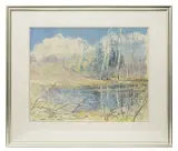 Landscape by Georg Engeström, 1994, mixed media, sold Feb 2023