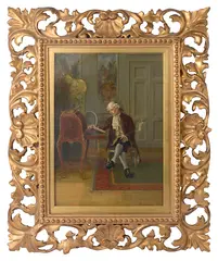 The Reader by William Anstey Dolland, oil on panel, offered Nov 2022