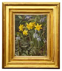Spring Woodland by Raymond C. Booth, 1991, oil on panel, sold Nov 2022