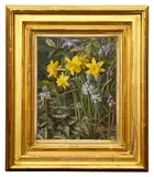 Spring Woodland by Raymond C. Booth, 1991, oil on panel, sold Nov 2022