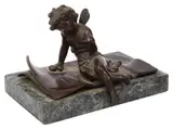 Small patinated figure of cupid by Ernest Justin Ferrand, bronze, sold Nov 2022