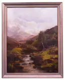 Figure in a River Landscape by Walter Whyte Holdich, oil on canvas, offered May 2022