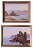 Views of Salcombe Castle by Walter Whyte Holdich, oil on board, offered May 2022