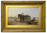 Waiting for the Boats by Henry Garland, oil on canvas, offered May 2022