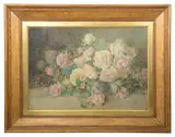 A still life of roses by Edith Margaret Harms, watercolour, sold May 2022