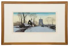 Village Church in the Snow by Rowland Hilder, 1945, watercolour, sold May 2022