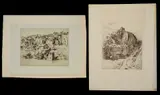2 drypoint etchings by Pierre-Louis Moreau, pencil, offered Feb 2022