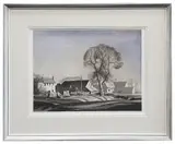 Norfolk farm by Rowland Hilder, etching, sold Nov 2021