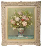 Roses and Anemones (still life of vase with flowers) by Marcel Dyf, oil on canvas, sold Jun 2021