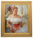 Portrait of a dancer by Youri Krotov, oil on canvas, sold Jun 2021