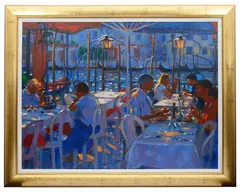 Venetian restaurant by John Mackie, oil on canvas, sold Jun 2021