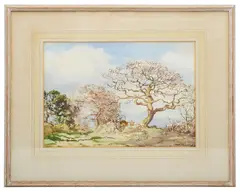 Beech trees by Frank Egginton, watercolour, sold Jun 2021