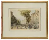 Crowded continental street scene by Samuel Prout, watercolour, offered Jun 2021