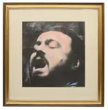 Luciano Pavarotti by Harold Riley, charcoal and pastel, offered Jun 2021